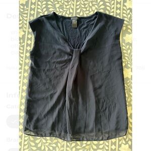 Ann Taylor Black Cap Sleeve Blouse